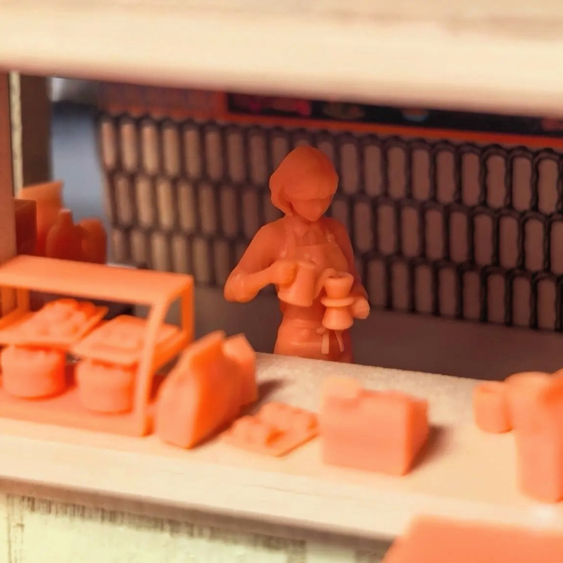 Model Kit Diorama - 1/64 Scale Coffee Diorama Unpainted Miniature